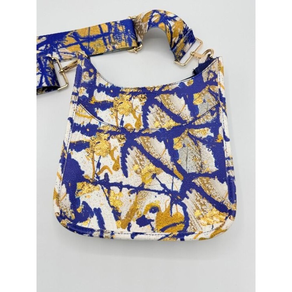Ahdorned Jumper Maybach Abstract Art Blue Gold Mini Messenger Crossbody Bag